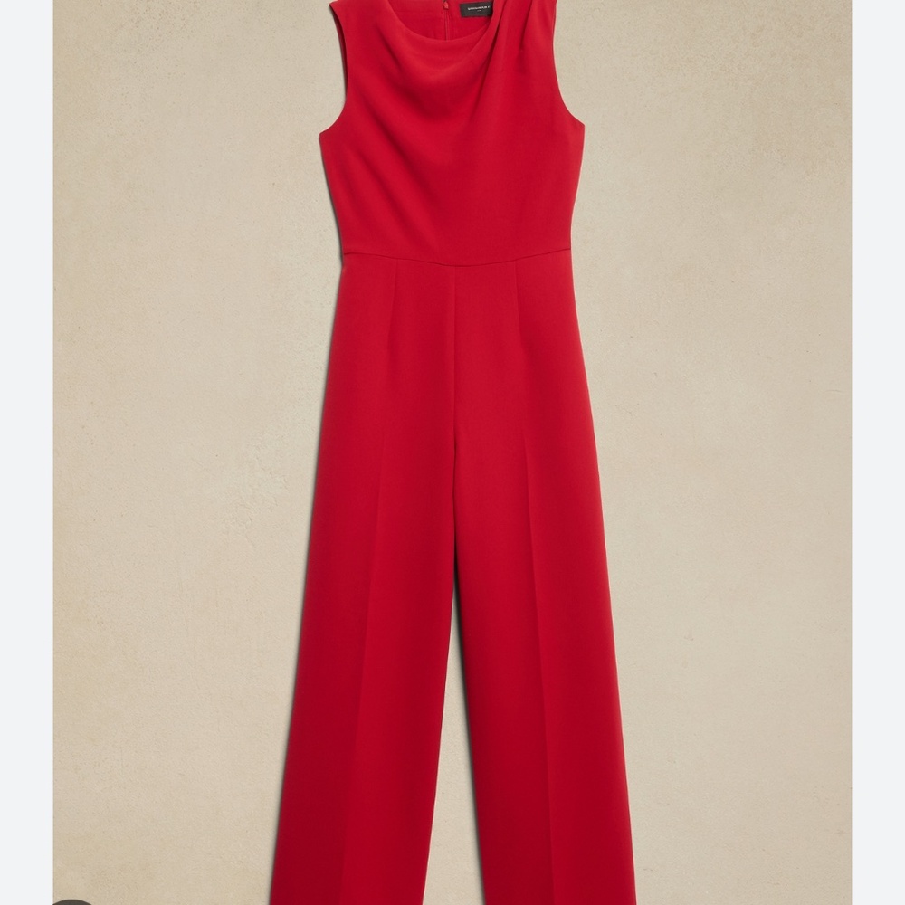 Banana Republic Red Wide-Leg Jumpsuit with Flowing Silhouette
